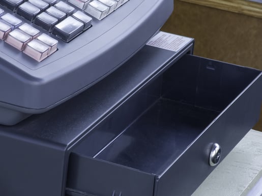 Empty cash drawer