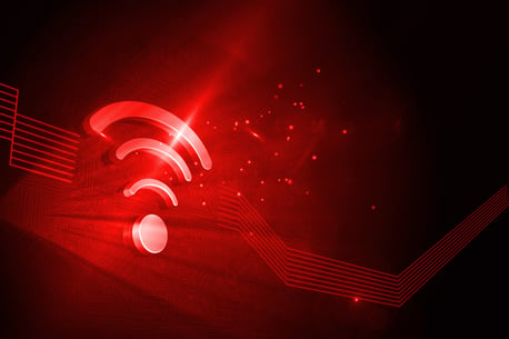 Shiny red wifi icon on black background-1